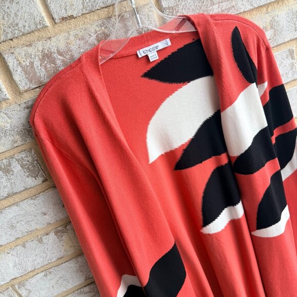 Chico's Long Sleeve Abstract Open Front Cardigan Sweater Women's Size 3 (XL) - Picture 5 of 7